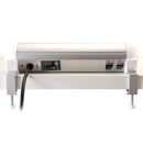Dams Chroma clip-on power module with two UK sockets and one twin USB fast charge port, mounted on a surface.