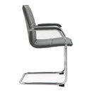 Side view of Dams Essen Stackable Meeting Room Cantilever Chair in black with a sleek, modern design and metal frame.