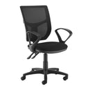 Dams Altino 2 Lever High Mesh Back Operators Chair with black fixed loop arms, ergonomic office seating for comfort and support.