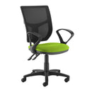 Dams Altino 2 Lever High Mesh Back Operators Chair with green fixed loop arms and ergonomic design