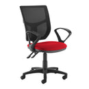Red Dams Altino 2 Lever High Mesh Back Operators Chair with fixed loop arms, ergonomic office seating for comfort and support.