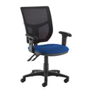 Blue Altino 2 Lever High Mesh Back Operators Chair by Dams with adjustable arms and ergonomic design.