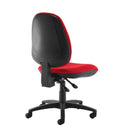 Black Dams Jota high-back operators chair with ergonomic design and no armrests, suitable for office or industrial use.