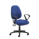 Black Dams Jota high back operators chair with no arms, ergonomic design, adjustable headrest, and lumbar support.