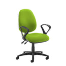 Black Dams Jota high-back operators chair with no armrests, ergonomic design, and adjustable features for office comfort.