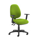 Black Dams Jota high back operators chair with no arms, featuring ergonomic design and adjustable height for office use.