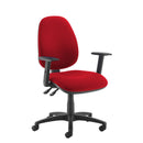 Black Dams Jota high back operators chair with no arms, ergonomic design, and adjustable features for comfortable office seating.