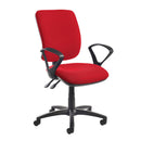 Red Dams Senza High Back Operators Chair with fixed loop arms, ergonomic design and adjustable height.