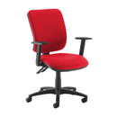 Red Dams Senza High Back Operators Chair with adjustable arms, ergonomic design, and supportive high back for office comfort.