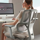 Dams Shelby mesh back operator chair with fabric seat and adjustable headrest, featuring ergonomic design and modern office style.
