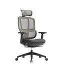 Dams Shelby mesh back operator chair with fabric seat and adjustable headrest, featuring ergonomic design and modern office style.