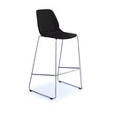 Black Dams Strut multi-purpose stool with chrome sled frame, showcasing a modern, sturdy design for versatile seating or use.
