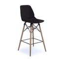 Dams Strut multi-purpose stool with natural oak 4-leg frame and black steel details, versatile seating or side table.