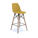 Dams Strut multi-purpose stool with natural oak four-leg frame and black steel accents, modern and versatile seating or side table.
