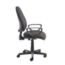 Blue Bilbao fabric operators chair by Dams with no arms, ergonomic design, adjustable height, and cushioned seat for office comfort.