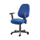 Blue Bilbao Fabric Operators Chair by Dams with no arms, adjustable height, ergonomic design, and rolling casters for office use.