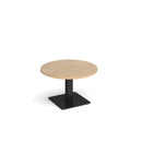 Dams Brescia circular coffee table with flat square Kendal Oak base, 800mm diameter, modern wooden living room furniture