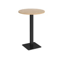 Dams Brescia circular poseur table with 800mm diameter, Kendal Oak finish, flat square base, modern design for social spaces.
