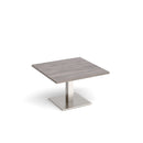 Dams Brescia square coffee table with flat square base in grey oak finish, measuring 800mm wide, modern living room furniture.