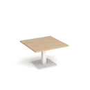 Dams Brescia square coffee table with flat square base, 800mm height, in Kendal Oak finish, showcasing modern wooden design.