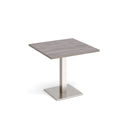 Dams Brescia square dining table with flat square base in grey oak finish, measuring 800mm, modern and stylish kitchen furniture