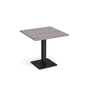 Dams Brescia square dining table with flat square base in grey oak finish, 800mm size, modern wood dining furniture.