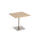 Dams Brescia square dining table with flat square Kendal Oak base, 800mm size, showcasing modern wooden tabletop design.