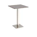Dams Brescia square poseur table with grey oak finish and flat square base, 800mm height, modern design for social spaces