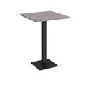 Dams Brescia Square Poseur Table with flat square base in grey oak finish, 800mm height, modern and stylish for dining or workspace.