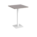 Dams Brescia Square Poseur Table with 800mm grey oak top and flat square base, modern high table for seating or standing use