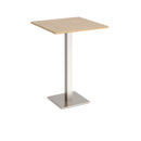 Dams Brescia Square Poseur Table with 800mm height and flat square base in Kendal Oak finish, modern and sturdy for café or bar use.