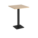 Dams Brescia square poseur table with 800mm height and flat square base in Kendal Oak finish, showcasing its modern design and wood texture.