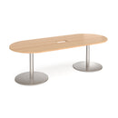 Dams Eternal Radial End Boardroom Table with central cut-out, 2400mm by 1000mm, Beech finish, showcasing its rounded design and smooth surface.