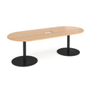 Dams Eternal Radial End Boardroom Table in beech with central cut-out, 2400mm x 1000mm, showing the elegant wood finish and rounded edges.