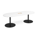 White Dams Eternal Radial End Boardroom Table with central cut-out, 2400mm x 1000mm, featuring a modern design.