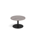 Dams Monza circular coffee table with flat round base in grey oak finish, 800mm diameter, modern living room furniture.