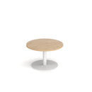 Dams Monza circular coffee table with flat round Kendal oak base, 800mm diameter, modern design, natural wood finish.
