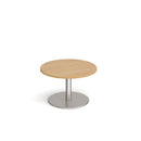 Dams Monza circular coffee table with flat round oak base, 800mm diameter, modern design for living room decor