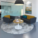 White Monza circular coffee table by Dams with flat round base, 800mm diameter, modern design for living room decor.