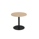 Dams Monza circular dining table with flat round base in Kendal Oak finish, 800mm diameter, modern wood design.