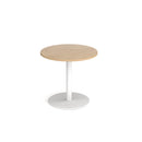 Dams Monza circular dining table with flat round Kendal Oak base, 800mm diameter, showcasing smooth wood surface and modern design.