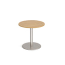 Dams Monza circular oak dining table with flat round base, 800mm diameter, modern design, smooth wooden surface
