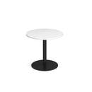 Dams Monza circular dining table with 800mm flat round base in white, modern kitchen or dining room furniture.