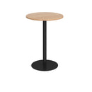 Dams Monza circular poseur table with 800mm beech top and flat round base, ideal for modern bar or café settings.