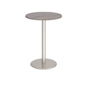 Dams Monza circular poseur table with grey oak finish, 800mm diameter, flat round base, modern design for lounge or bar areas.