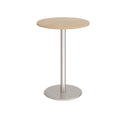 Dams Monza circular poseur table with 800mm diameter, Kendal Oak finish, flat round base, modern design for bar or café use.