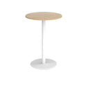 Dams Monza circular poseur table with 800mm diameter, Kendal Oak finish, featuring a flat round base and modern design.