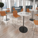 Dams Monza Circular Poseur Table with 800mm diameter, Kendal Oak finish, featuring flat round base and modern design.