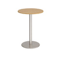 Dams Monza Circular Poseur Table with 800mm oak top and flat round base, ideal for modern lounge or bar areas.