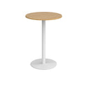 Dams Monza circular poseur table with 800mm oak tabletop and flat round base, ideal for modern lounge or bar areas.
